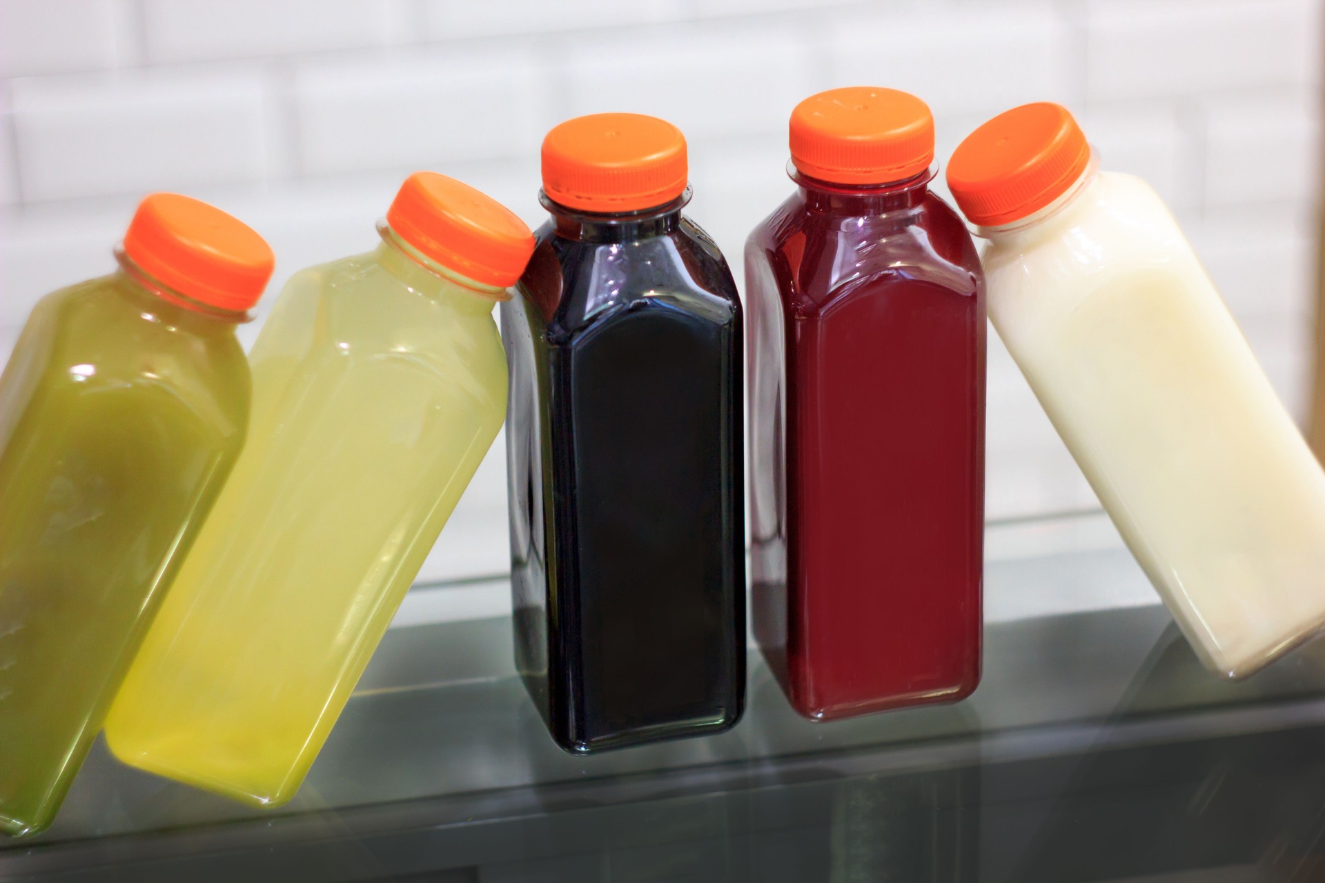 Cold pressed juices in bottles